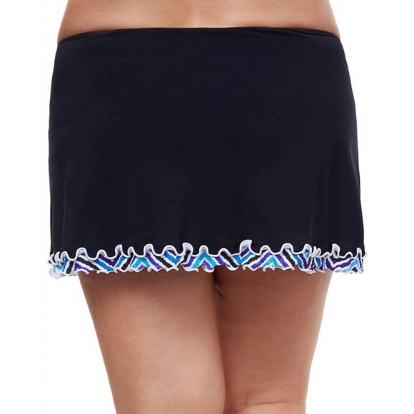 NEW PROFILE BY GOTTEX plus size side slit cinch swim skirt in tempo black - Picture 2 of 2